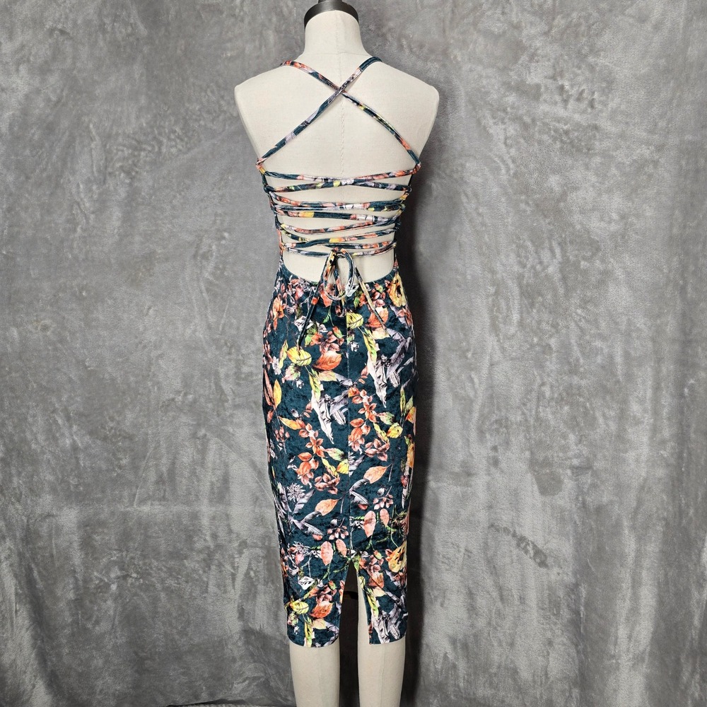 Forest Fairy Velvet Bodycon Dress Women Small Midi Cocktail Party Romantic - Picture 6 of 11